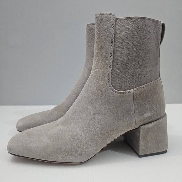 Vince Kimmy Ankle Bootie Womens 10 Gray Suede Pull On Block Heel Minimalist Fall - Picture 14 of 14